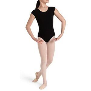 Capezio Short Sleeve Leotard Girls Large Black Dance Gymnastics New
